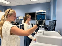 Two women working in a lab