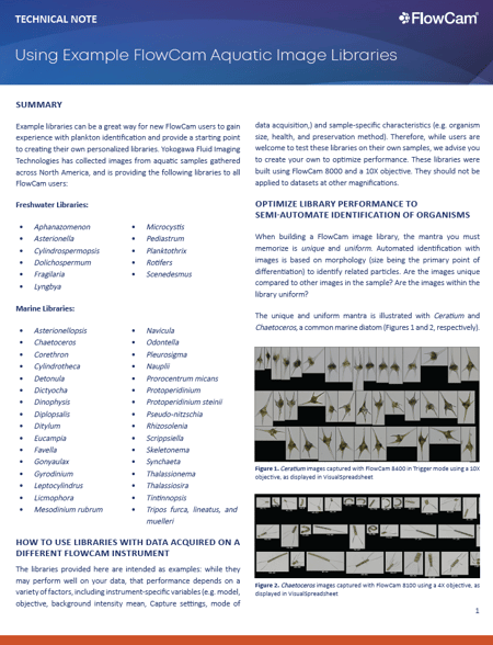 FlowCam tech note thumbnail - Using Example FlowCam Aquatic Image Libraries