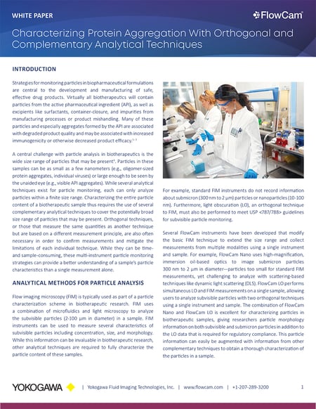 FlowCam white paper thumbnail - Characterizing Protein Aggregation With Orthogonal and Complementary Analytical Techniques