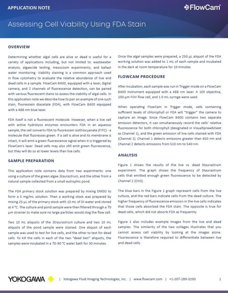 Thumbnail - FlowCam application note - Assessing Cell Viability