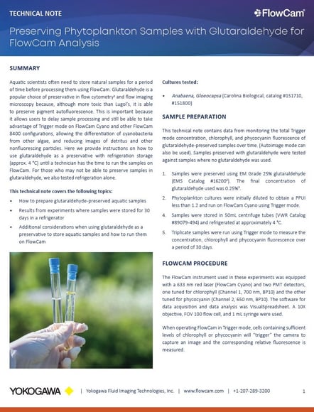 Thumbnail - FlowCam technical note - preserving phytoplankton with glutaraldehyde