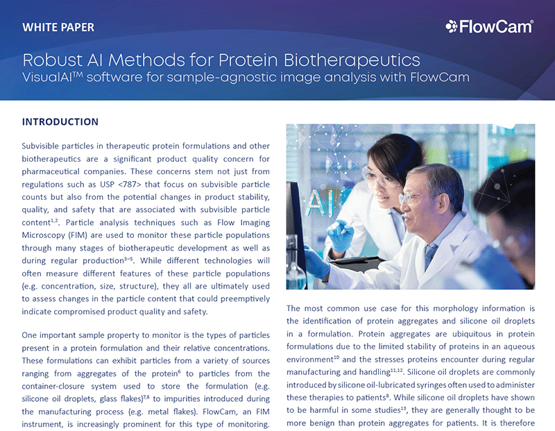 FlowCam white paper thumbnail - Robust AI Methods for Protein Biotherapeutics