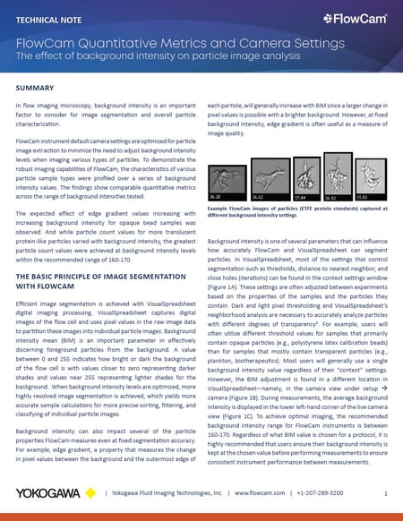 Thumbnail of technical note - FlowCam Quantitative Metrics and Camera Settings